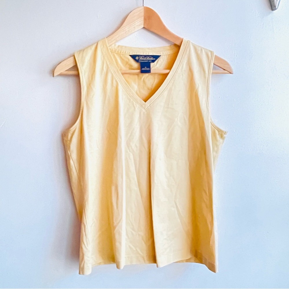 Brooks Brothers Women’s Yellow Tank Top Sleeveless V-Neck Cotton size‎ medium